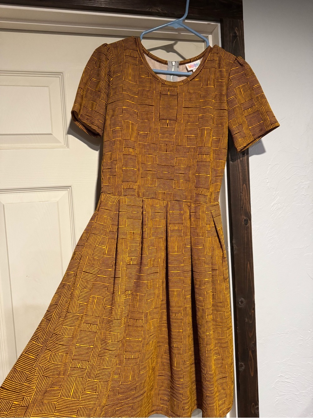LuLaRoe Yellow and Brown Geometric Dress